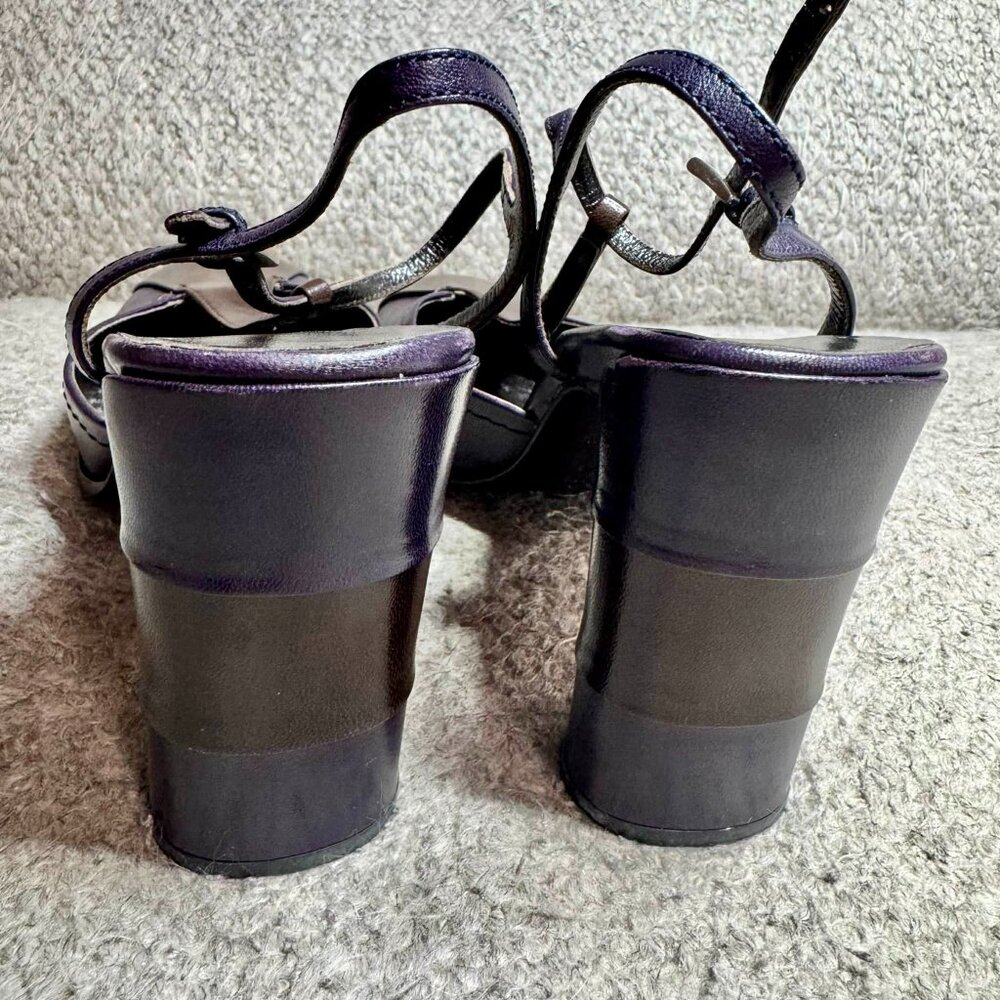Vintage Prada Purple Brown Leather Mary Jane Heels 36.5 - Picture 4 of 9